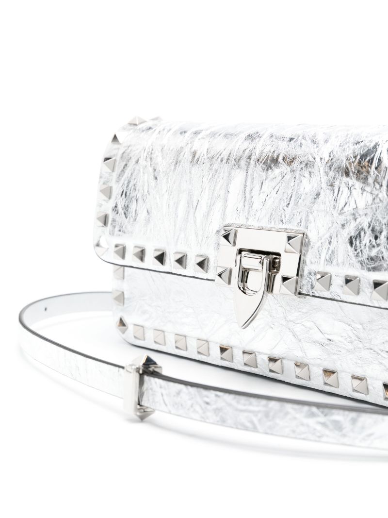 Silver Rockstud23 E/w Leather Shoulder Bag