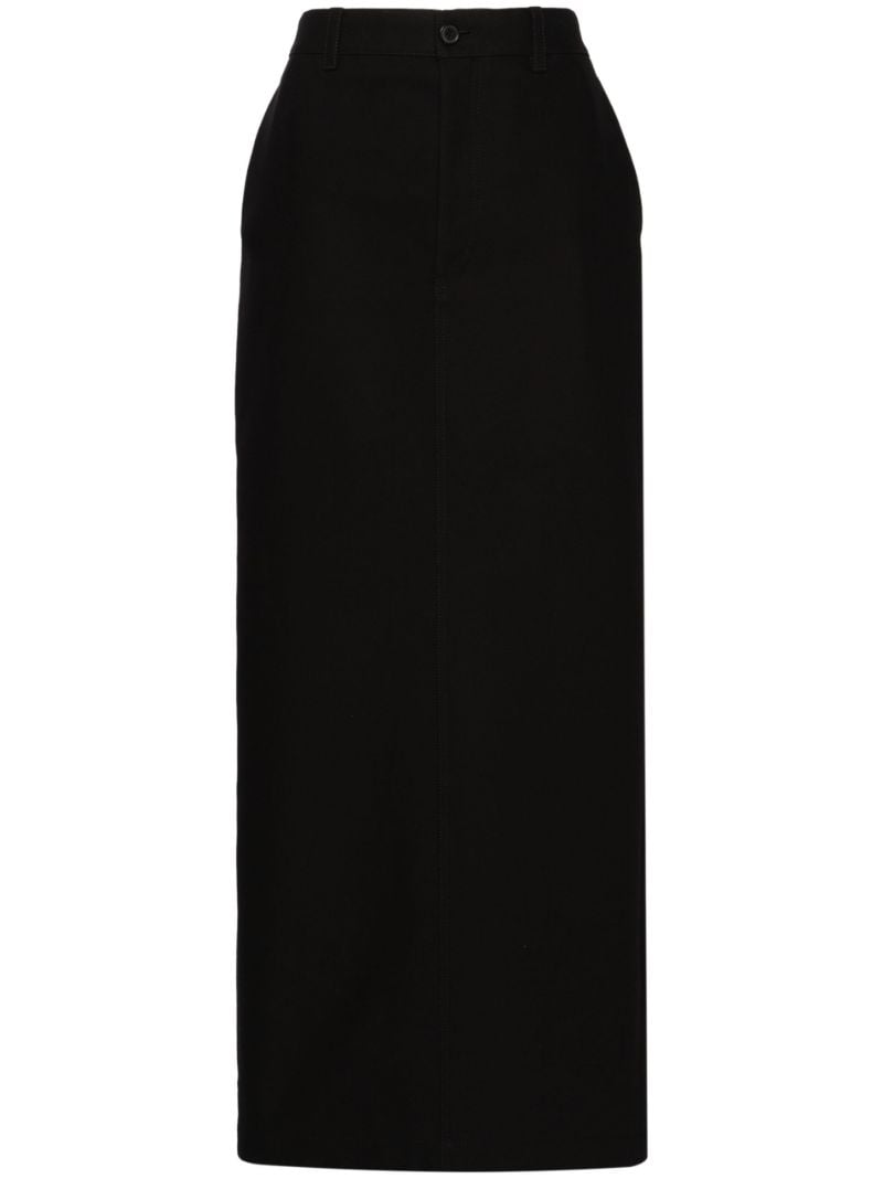 Black Straight-cut Cotton Maxi Skirt