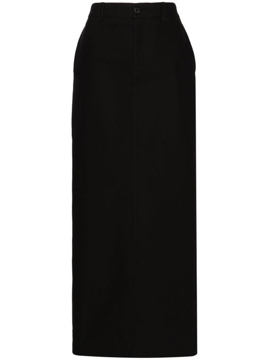 Black Straight-cut Cotton Maxi Skirt