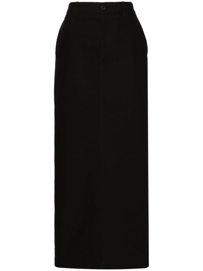 Black Straight-cut Cotton Maxi Skirt