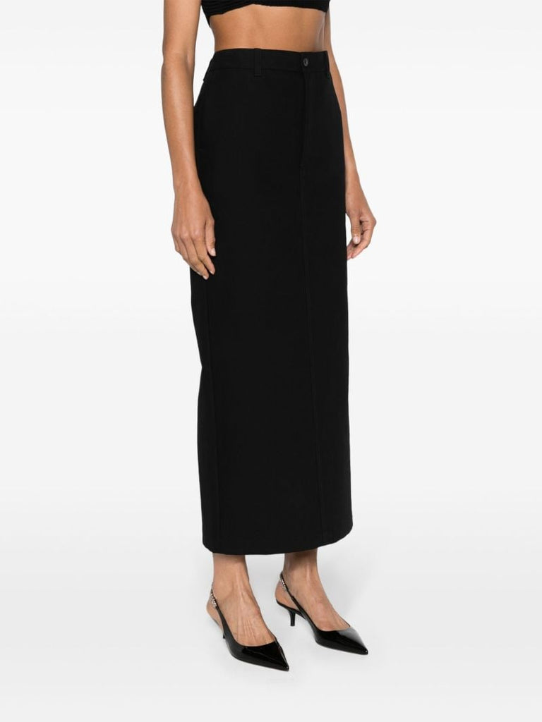 Black Straight-cut Cotton Maxi Skirt
