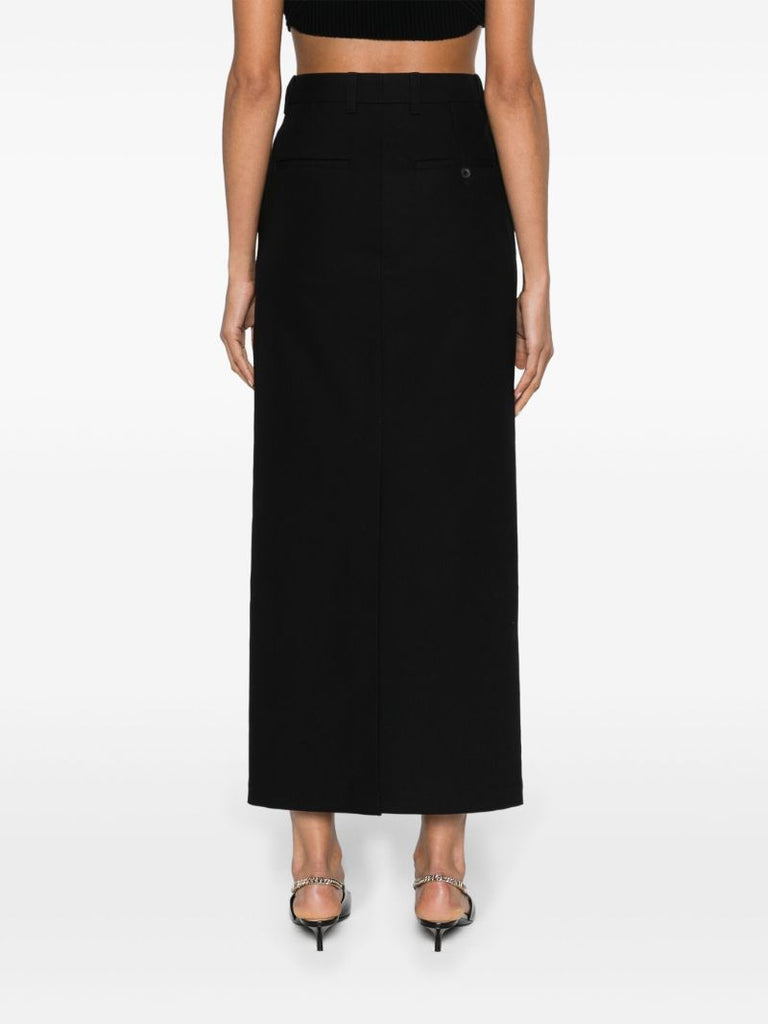 Black Straight-cut Cotton Maxi Skirt