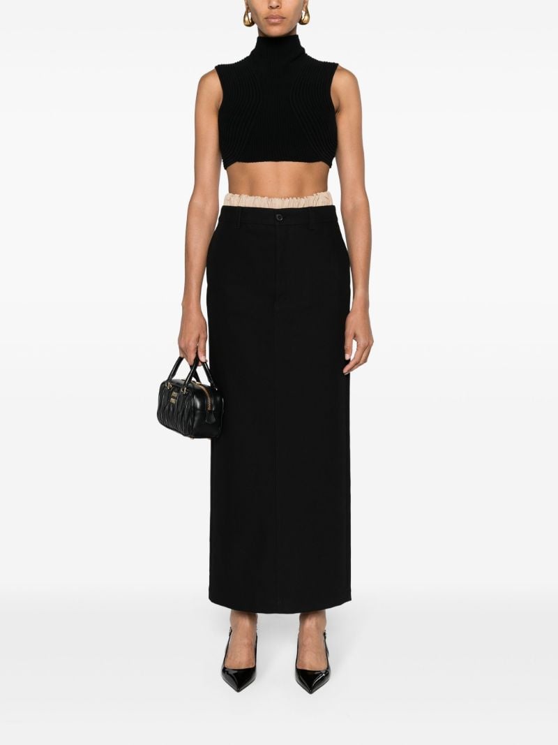 Black Straight-cut Cotton Maxi Skirt