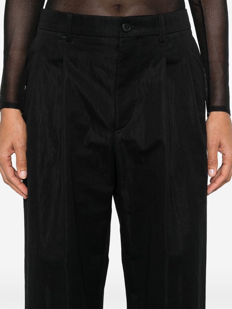 Black Micro Pleated Tailored Trousers