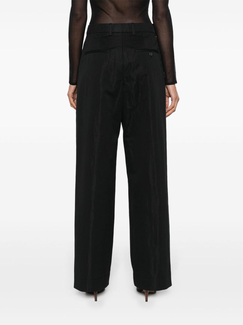 Black Micro Pleated Tailored Trousers