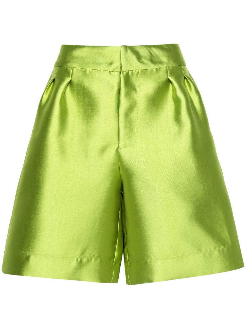 Green Tailored Taffeta Shorts