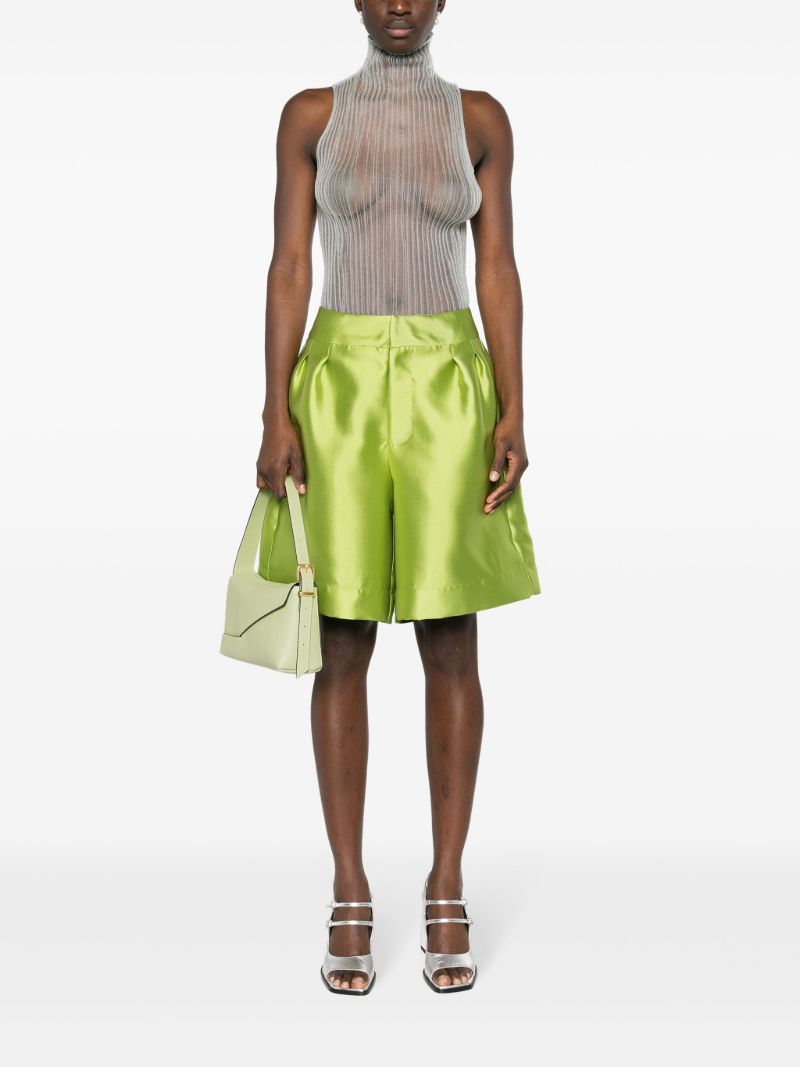 Green Tailored Taffeta Shorts