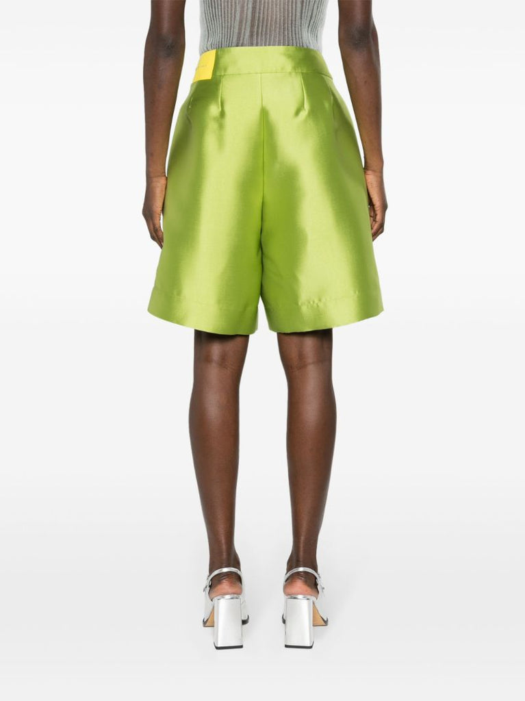 Green Tailored Taffeta Shorts