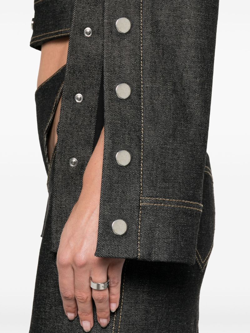 Grey Cut-out Cropped Denim Jacket