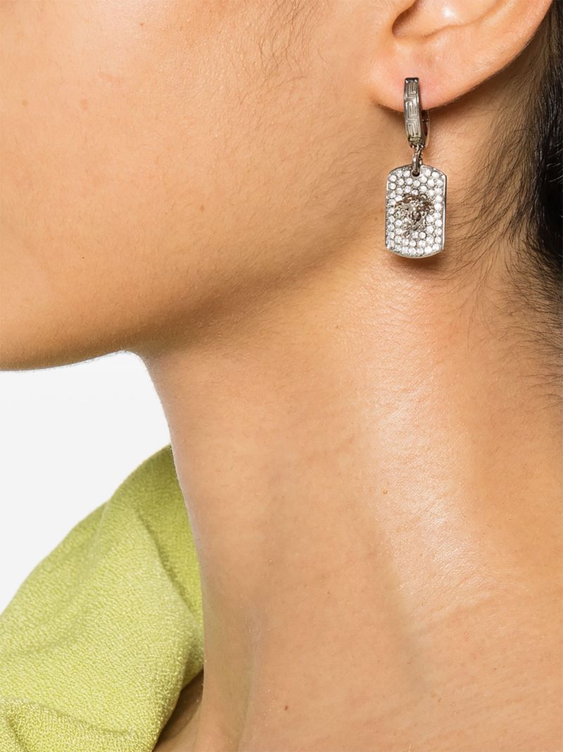 Silver Medusa Head Earrings