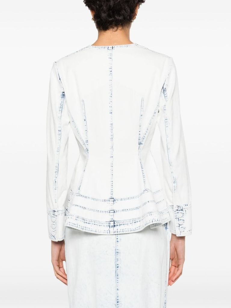 Blue Igone Peplum Denim Jacket