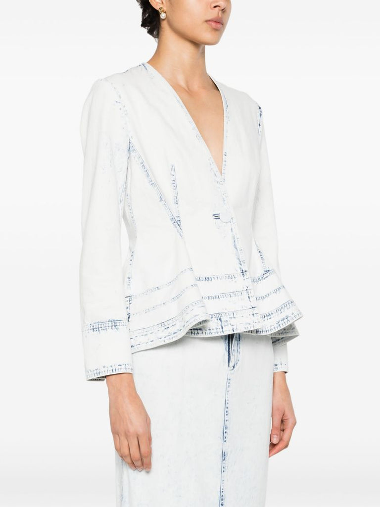 Blue Igone Peplum Denim Jacket