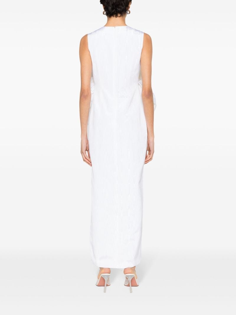 White Aphrodite Floral-appliquÃ_x0083_Â© Midi Dress