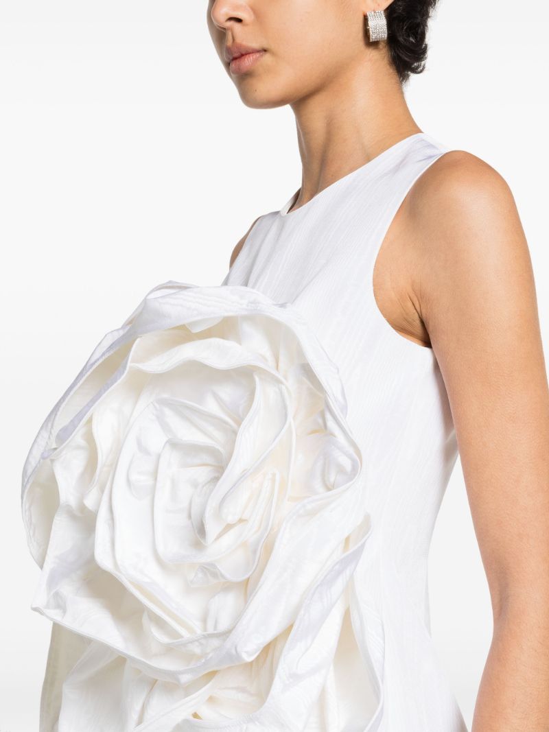 White Aphrodite Floral-appliquÃ_x0083_Â© Midi Dress