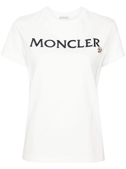 White Logo-embroidered T-shirt