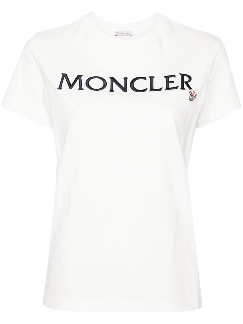 White Logo-embroidered T-shirt