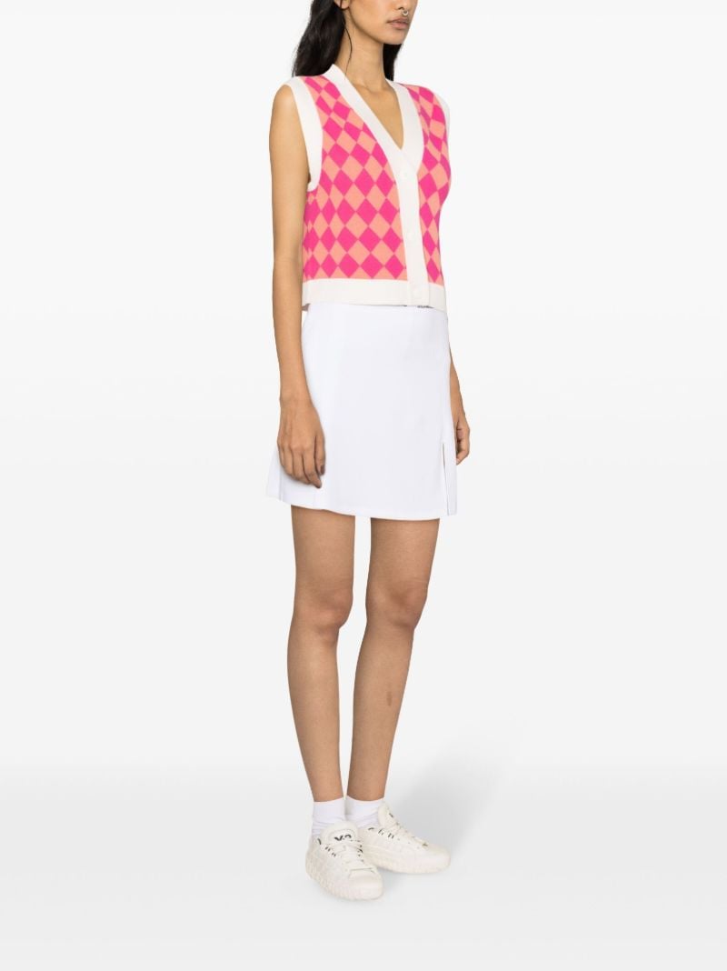 Pink and Orange Petra Argyle-knit Top