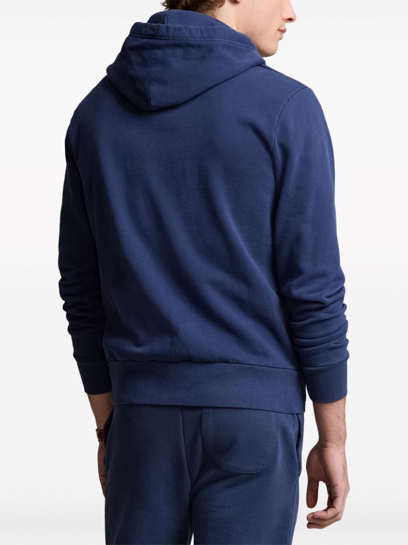 Blue Polo Pony-embroidered Cotton Hoodie
