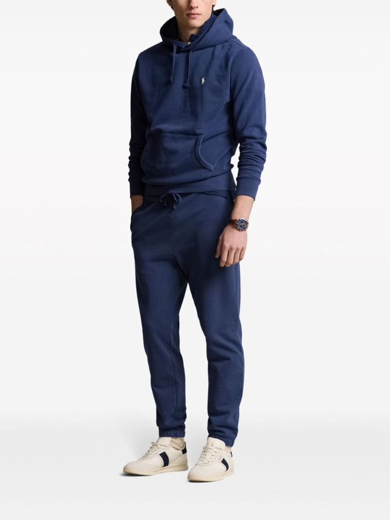 Blue Polo Pony-embroidered Cotton Hoodie