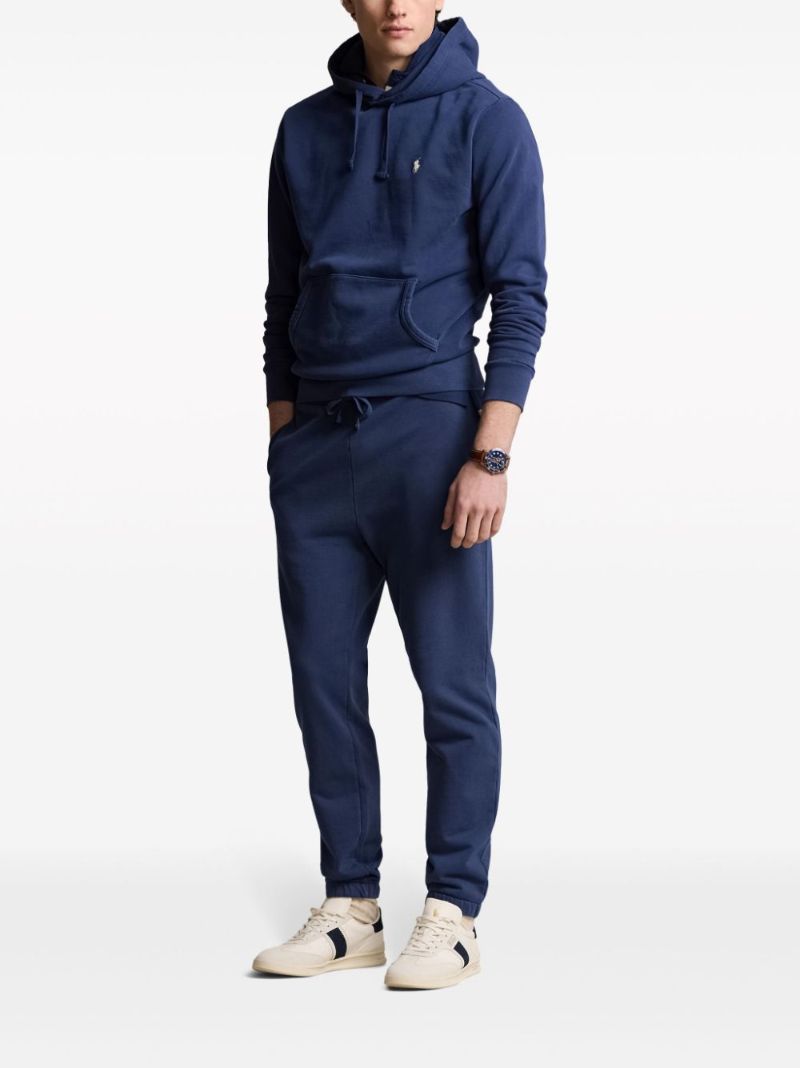 Blue Polo Pony-embroidered Cotton Hoodie