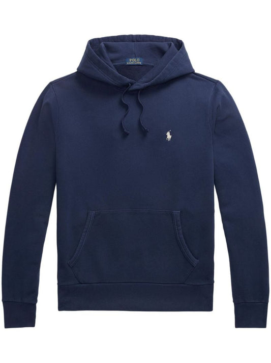 Blue Polo Pony-embroidered Cotton Hoodie