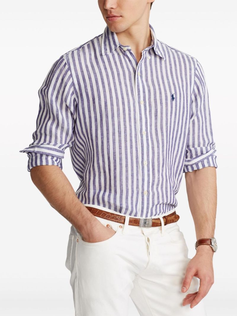 Blue and White Striped Linen Shirt
