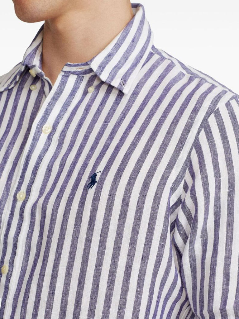 Blue and White Striped Linen Shirt
