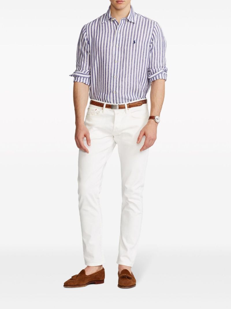 Blue and White Striped Linen Shirt