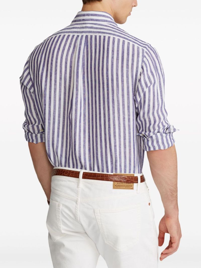 Blue and White Striped Linen Shirt