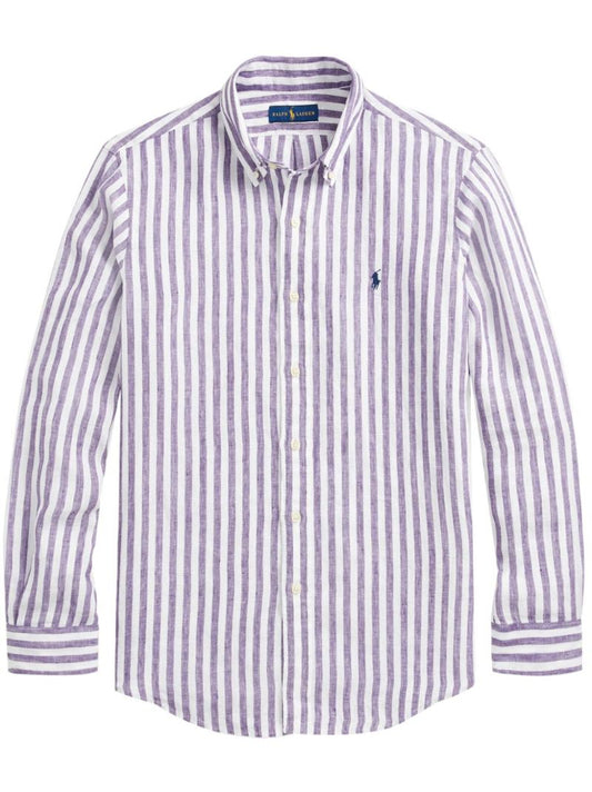Blue and White Striped Linen Shirt