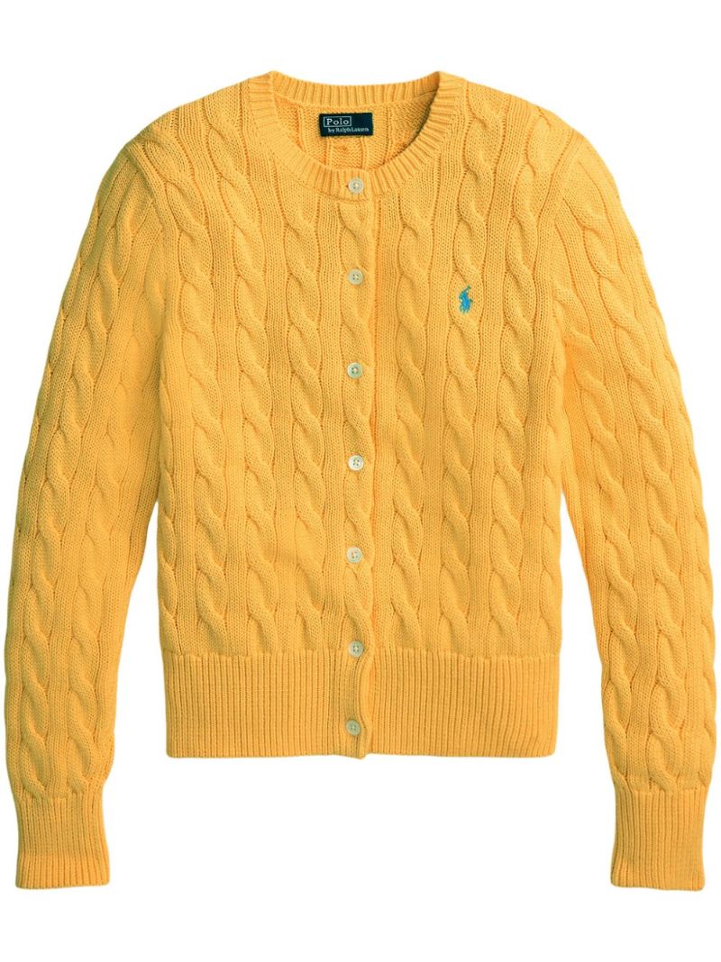 Yellow Cable-knit Cotton Cardigan