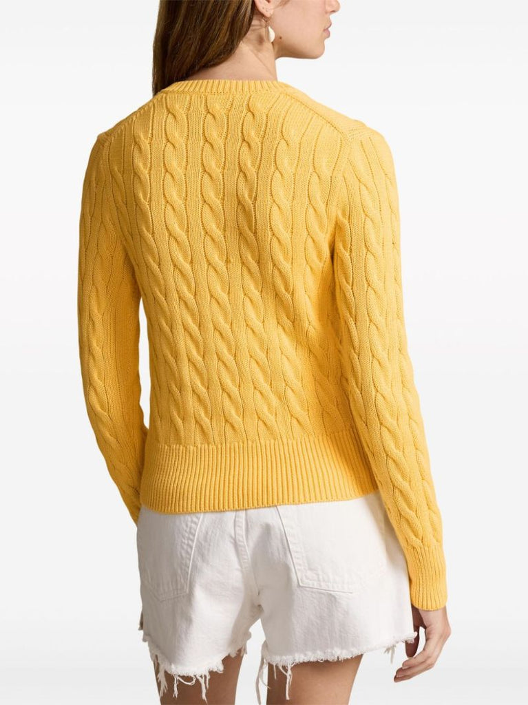 Yellow Cable-knit Cotton Cardigan