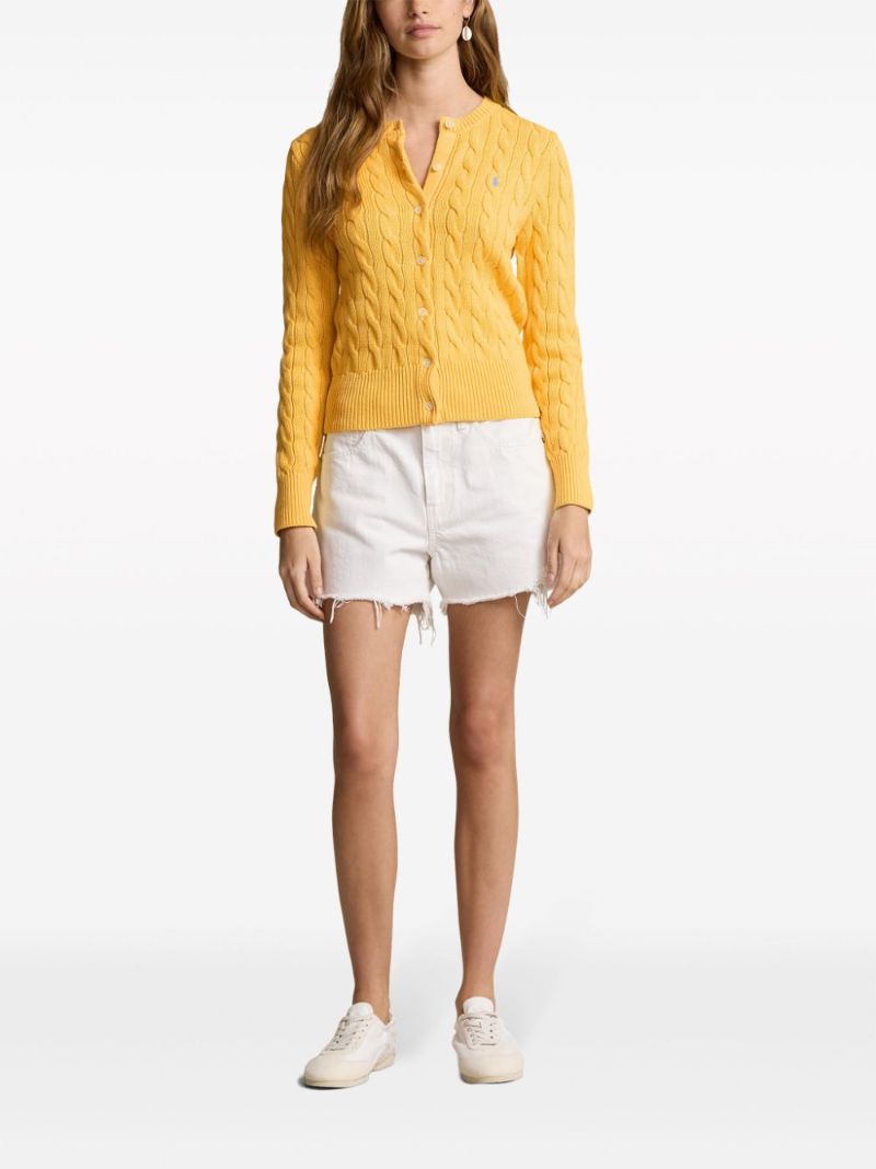 Yellow Cable-knit Cotton Cardigan