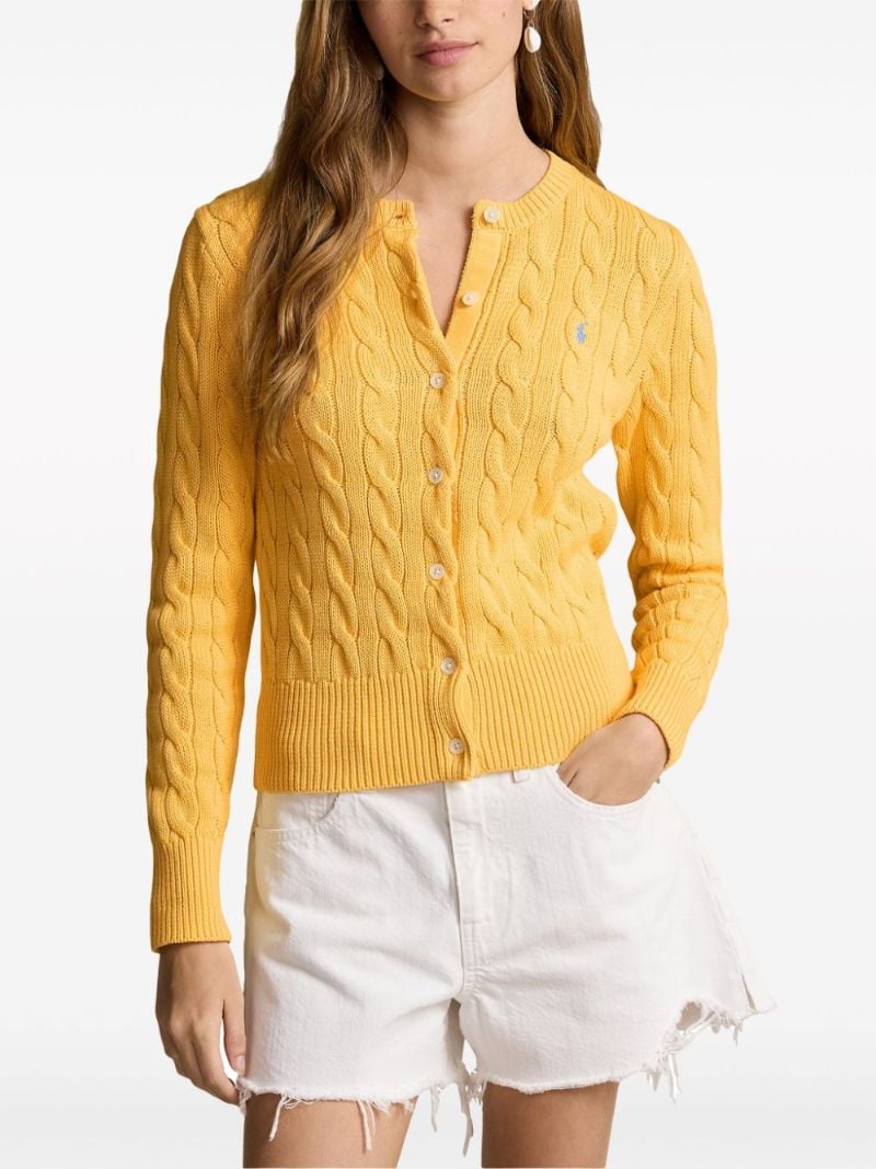 Yellow Cable-knit Cotton Cardigan