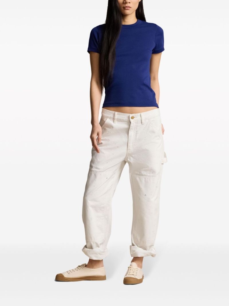 White Mid-rise Straight Trousers