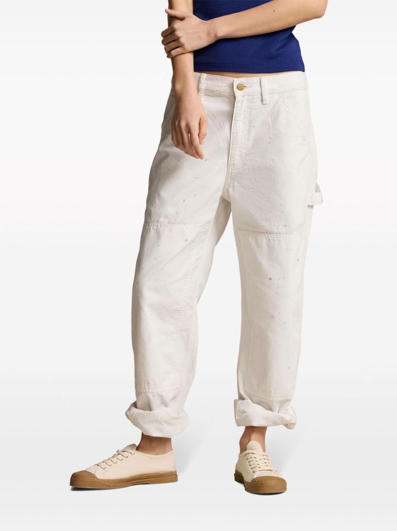 White Mid-rise Straight Trousers