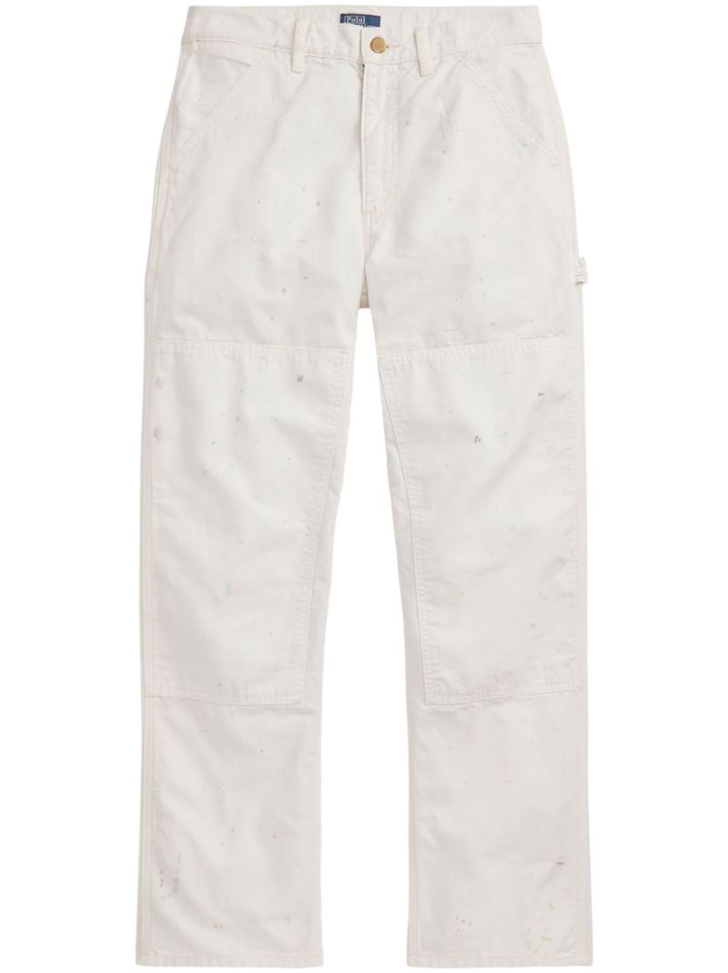 White Mid-rise Straight Trousers