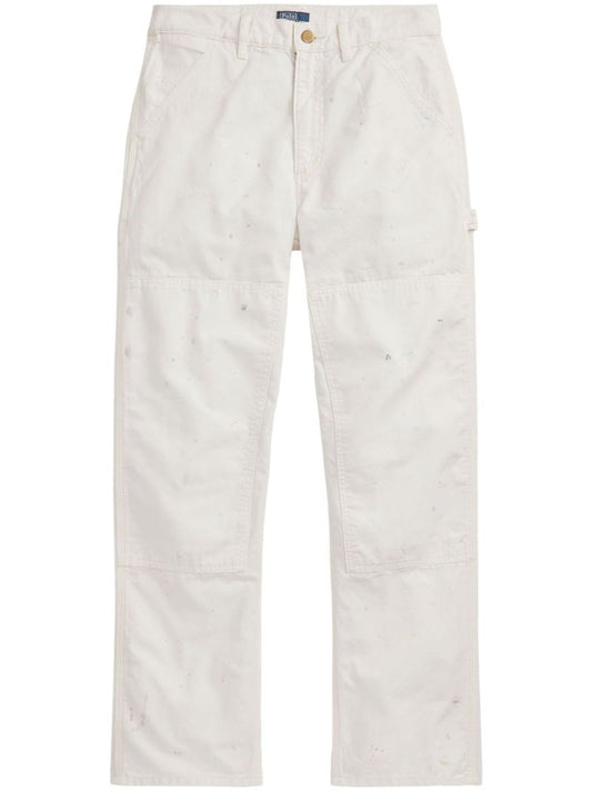 White Mid-rise Straight Trousers