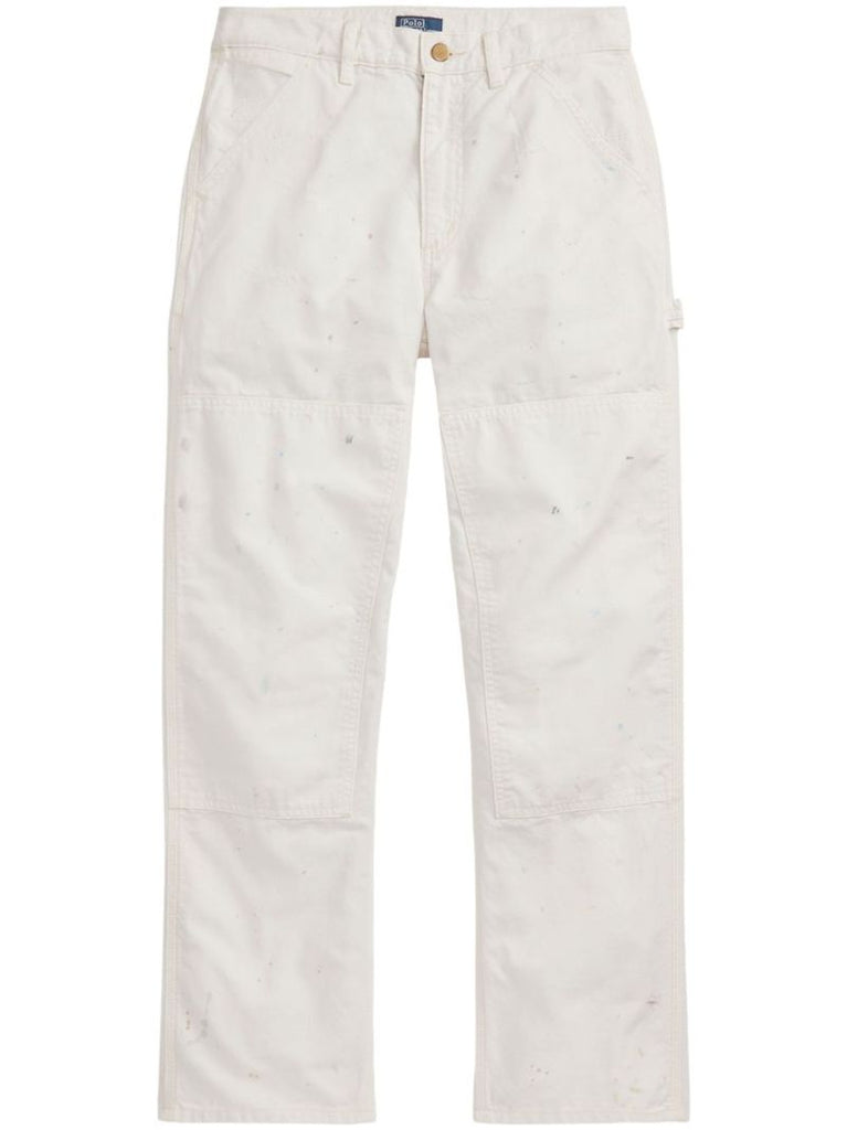 White Mid-rise Straight Trousers
