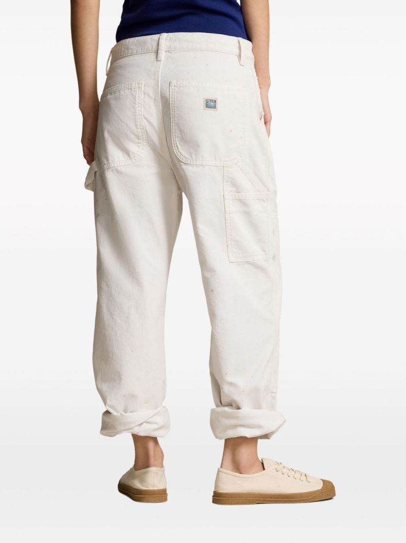White Mid-rise Straight Trousers
