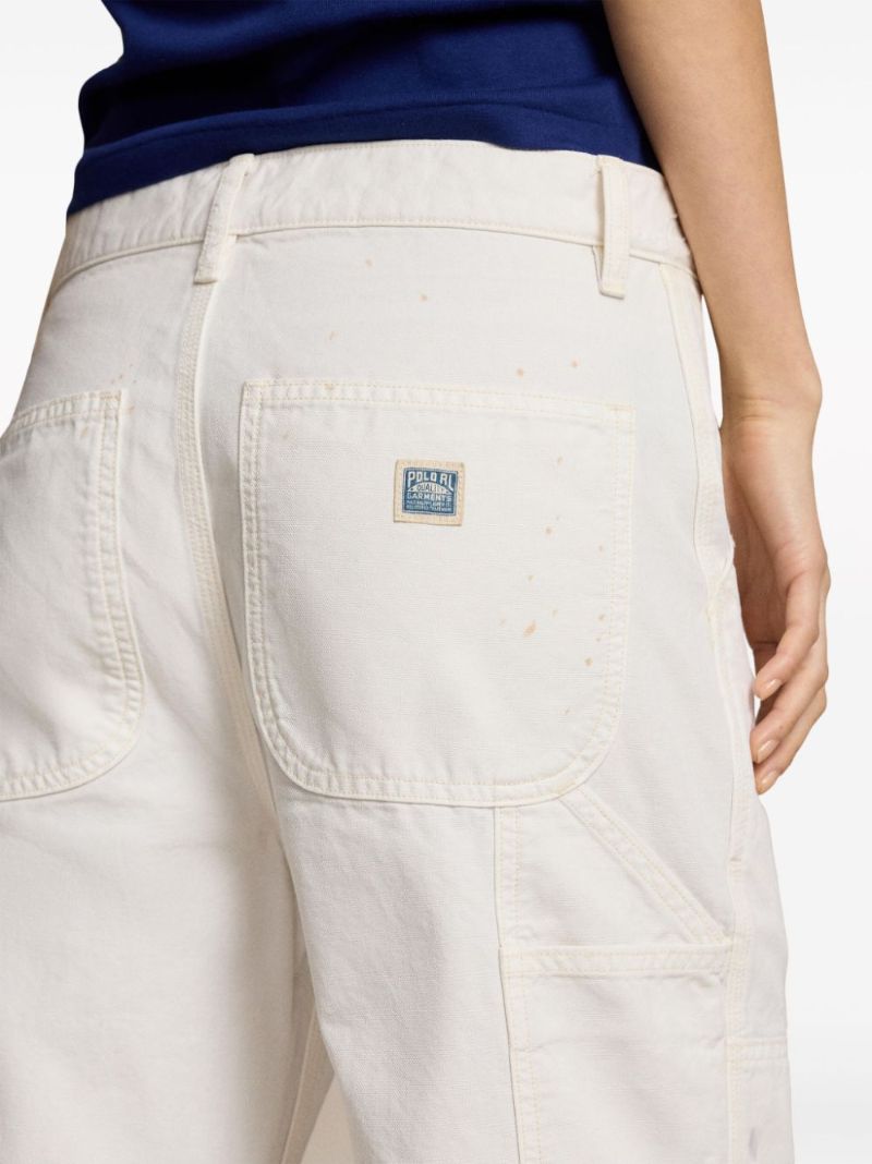 White Mid-rise Straight Trousers