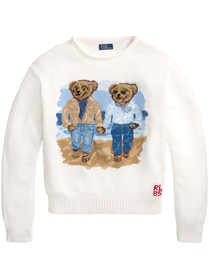 White the Ralph & Ricky Bear Cotton Sweater