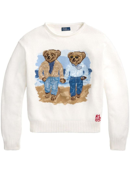 White the Ralph & Ricky Bear Cotton Sweater