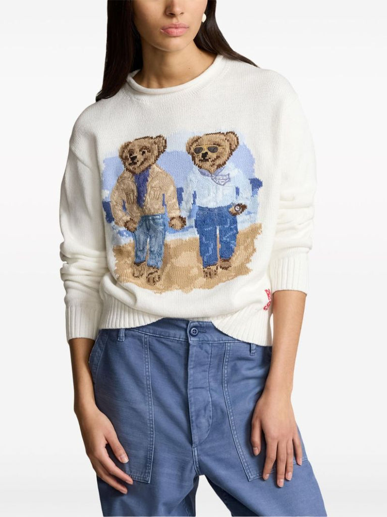 White the Ralph & Ricky Bear Cotton Sweater