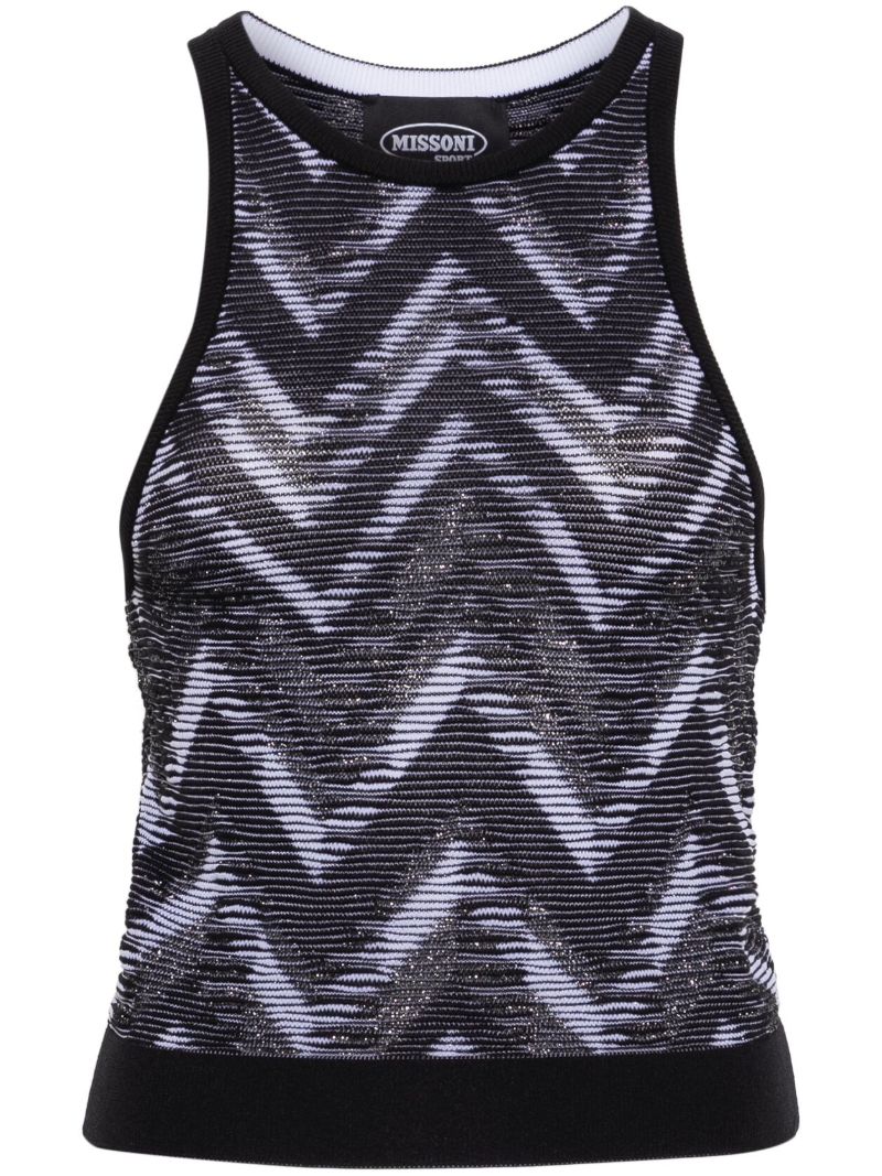 Black Zigzag-woven Tank Top