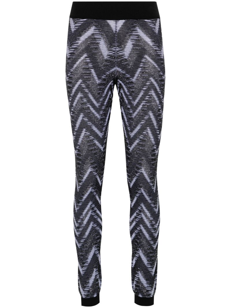 Black Zigzag-woven Lurex Leggings