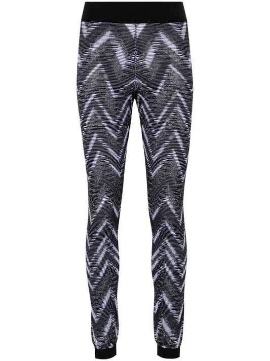 Black Zigzag-woven Lurex Leggings