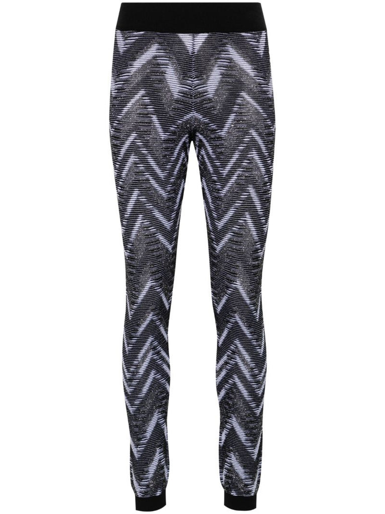 Black Zigzag-woven Lurex Leggings