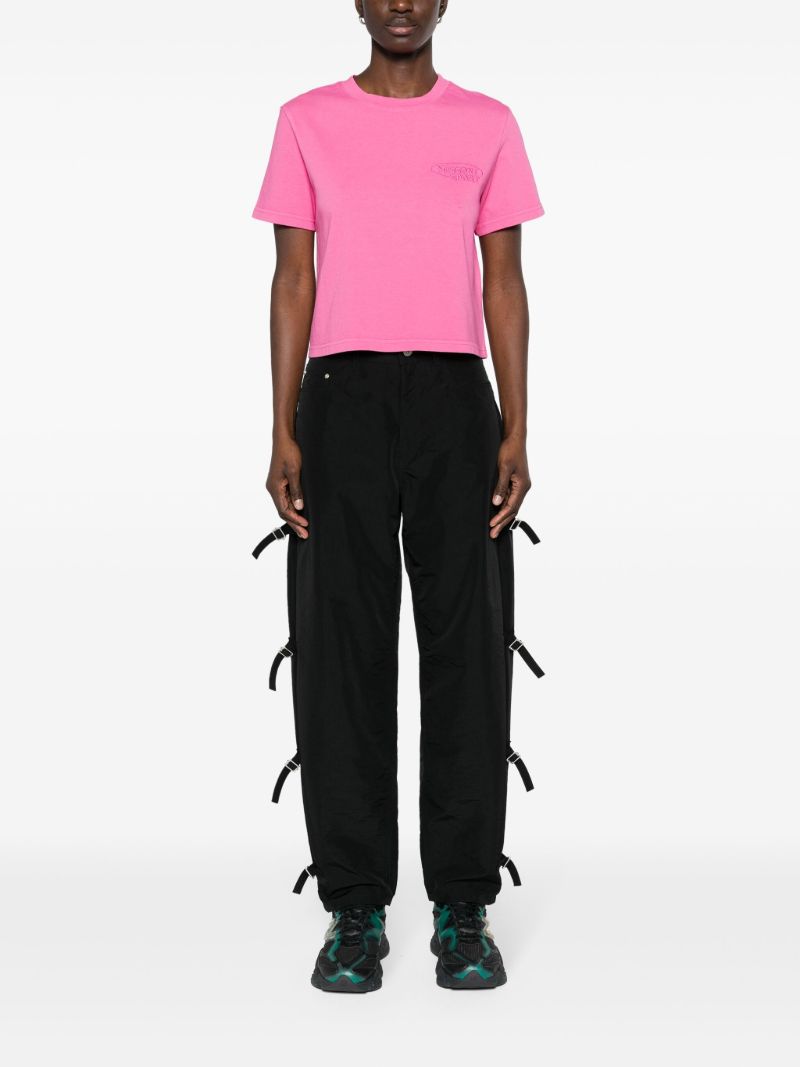 Pink Logo-embroidered Cotton T-shirt