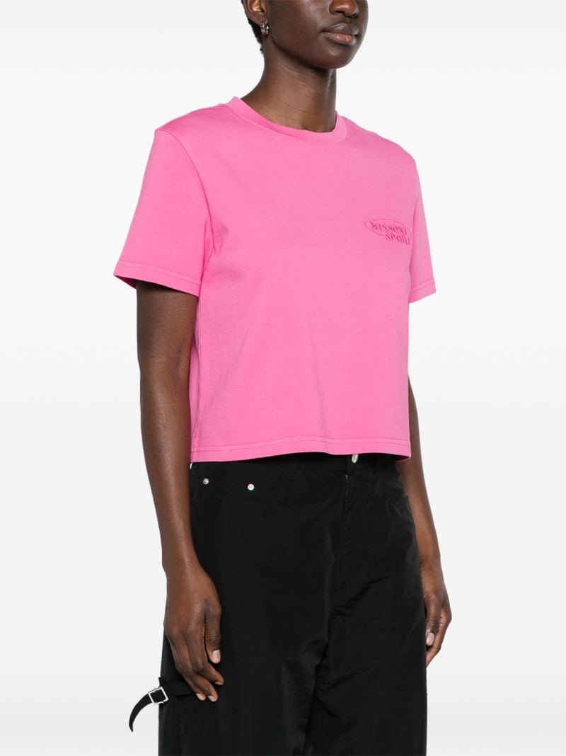 Pink Logo-embroidered Cotton T-shirt